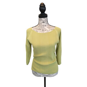 Vintage August Silk Women's Green Ribbed Top Large Minimal Normcore Classic